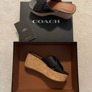 Coach Wedge Sandals, Size: 7.5, Colour: Black
